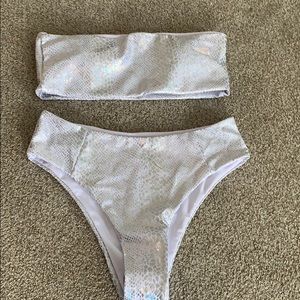 Shein metallic crocodile bikini set